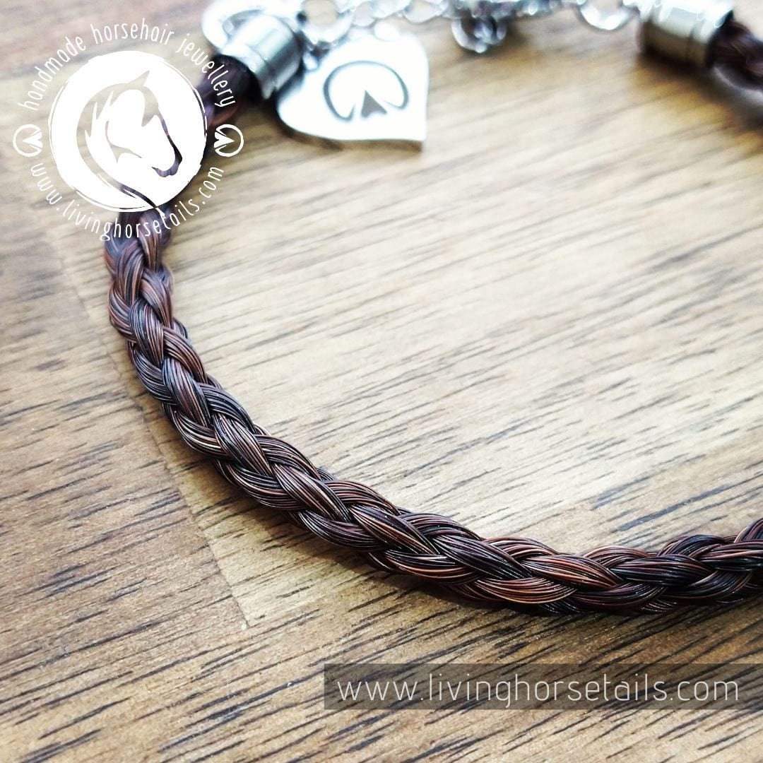 living horse tails hoofprint on my heart stainless steel braided horsehair bracelet custom jewellery monika australia horsehair keepsake