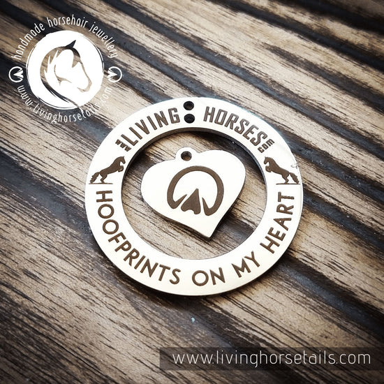 Living Horse Tails Hoofprint on my Heart - Stainless Steel necklace Custom jewellery Monika Australia horsehair keepsake