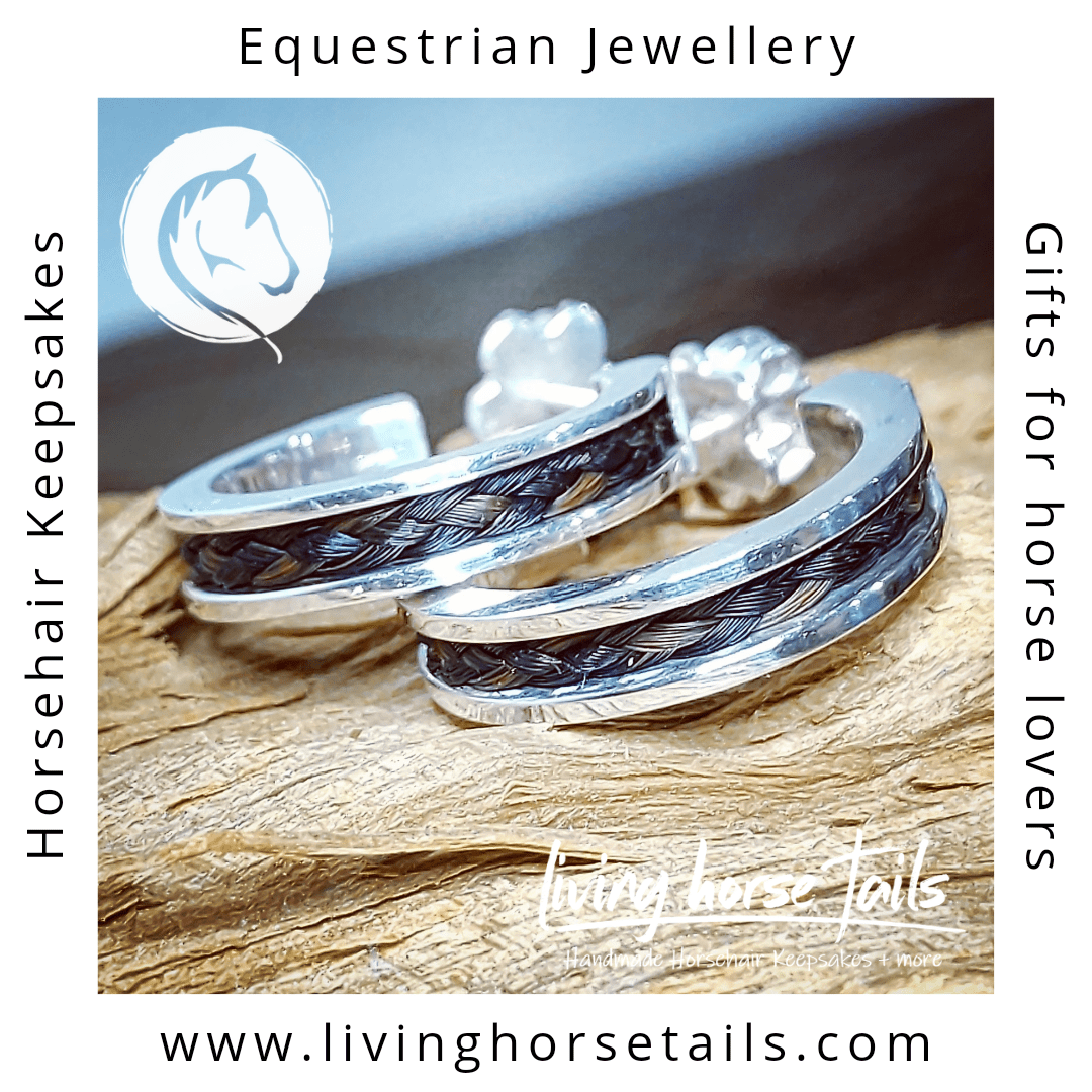 Load image into Gallery viewer, Living Horse Tails Horsehair sleeper style earrings Custom jewellery Monika Australia horsehair keepsake
