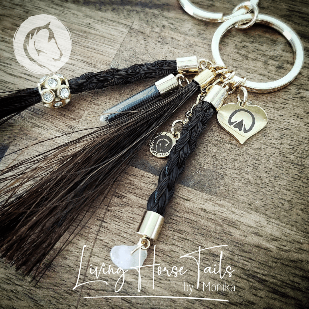 Living Horse Tails Keyring / Sun Catcher. Custom Made with Horsehair Custom jewellery Monika Australia horsehair keepsake