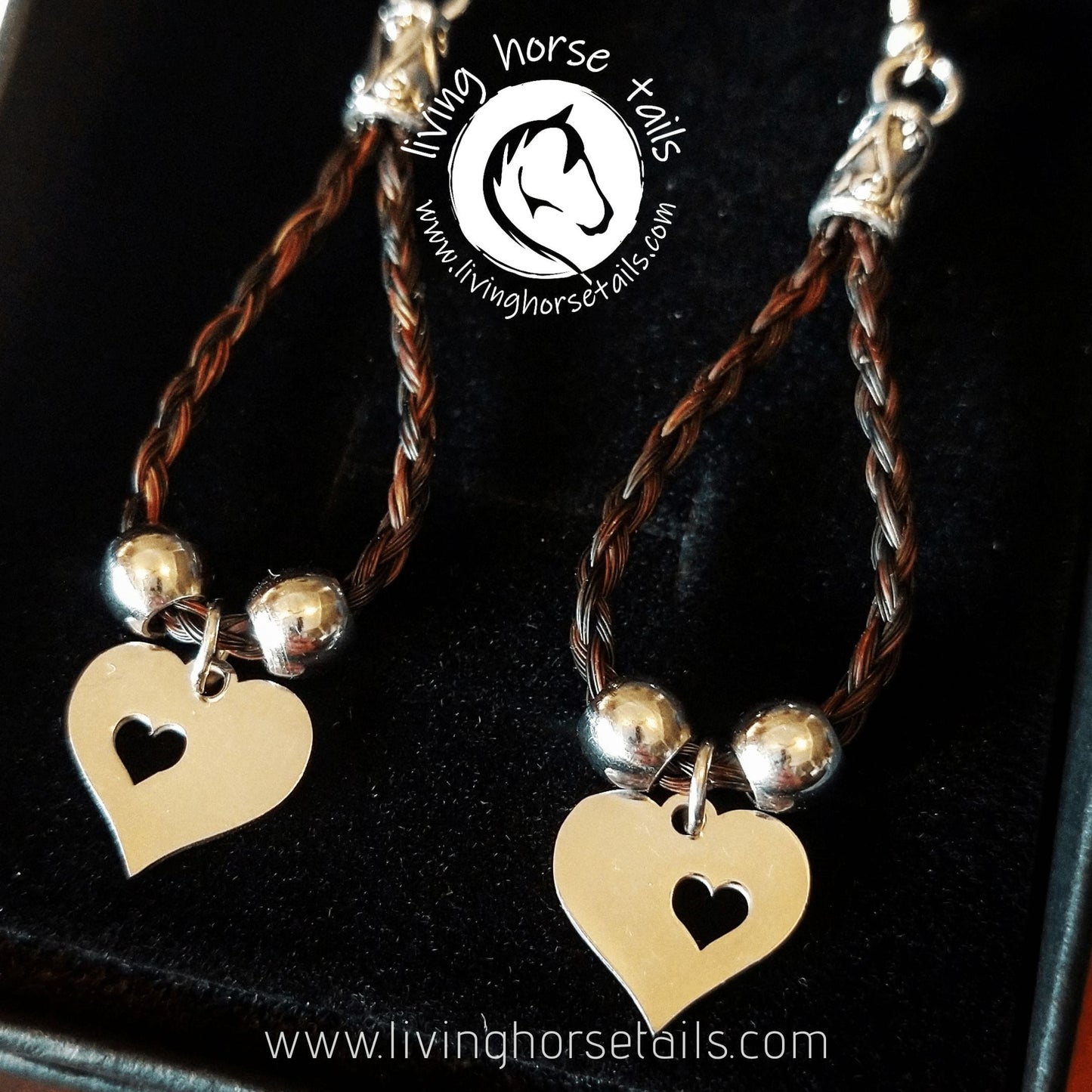 Love heart braided Horsehair earrings Living Horse Tails Handmade Jewellery Custom Horse Hair Keepsakes Australia