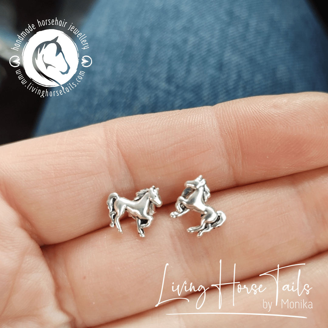 Living Horse Tails Set of 3 Sterling Silver Horse Stud Earrings Custom jewellery Monika Australia horsehair keepsake