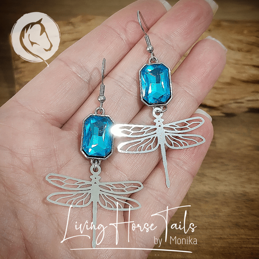 Living Horse Tails Shimmering Dragonfly Earrings Custom jewellery Monika Australia horsehair keepsake