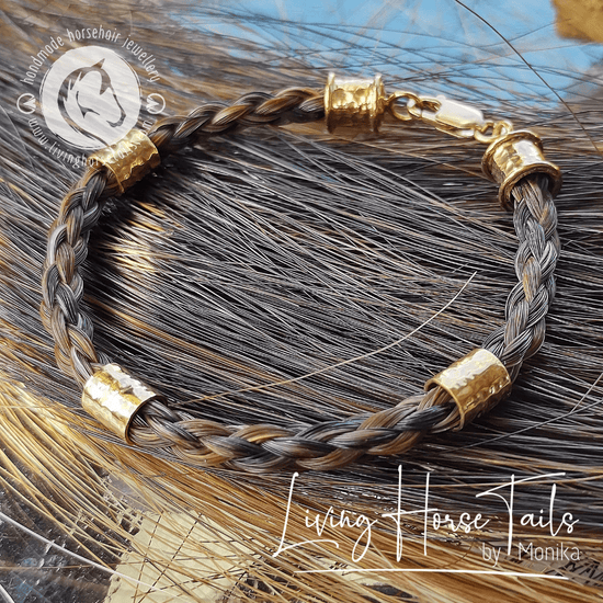 Living Horse Tails Solid Gold Bracelet with Horsehair Braid Custom jewellery Monika Australia horsehair keepsake