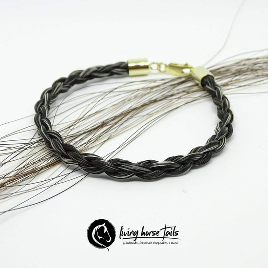 Solid Yellow Gold Bracelet with Horsehair Braid - 9 karats Living Horse Tails Handmade Jewellery Custom Horse Hair Keepsakes Australia