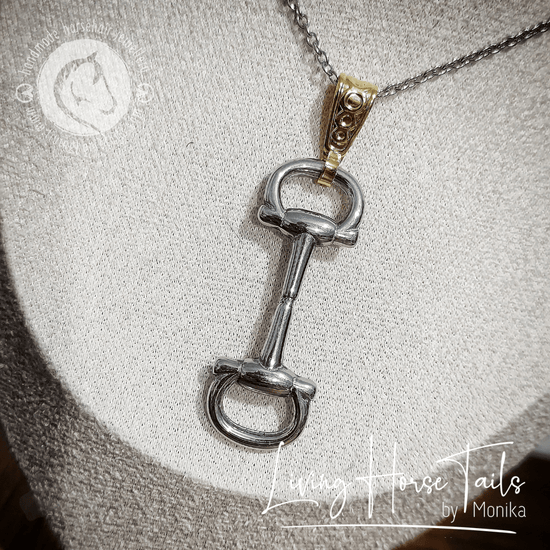 Living Horse Tails Stainless Steel Equestrian Snaffle Bit Necklace Custom jewellery Monika Australia horsehair keepsake