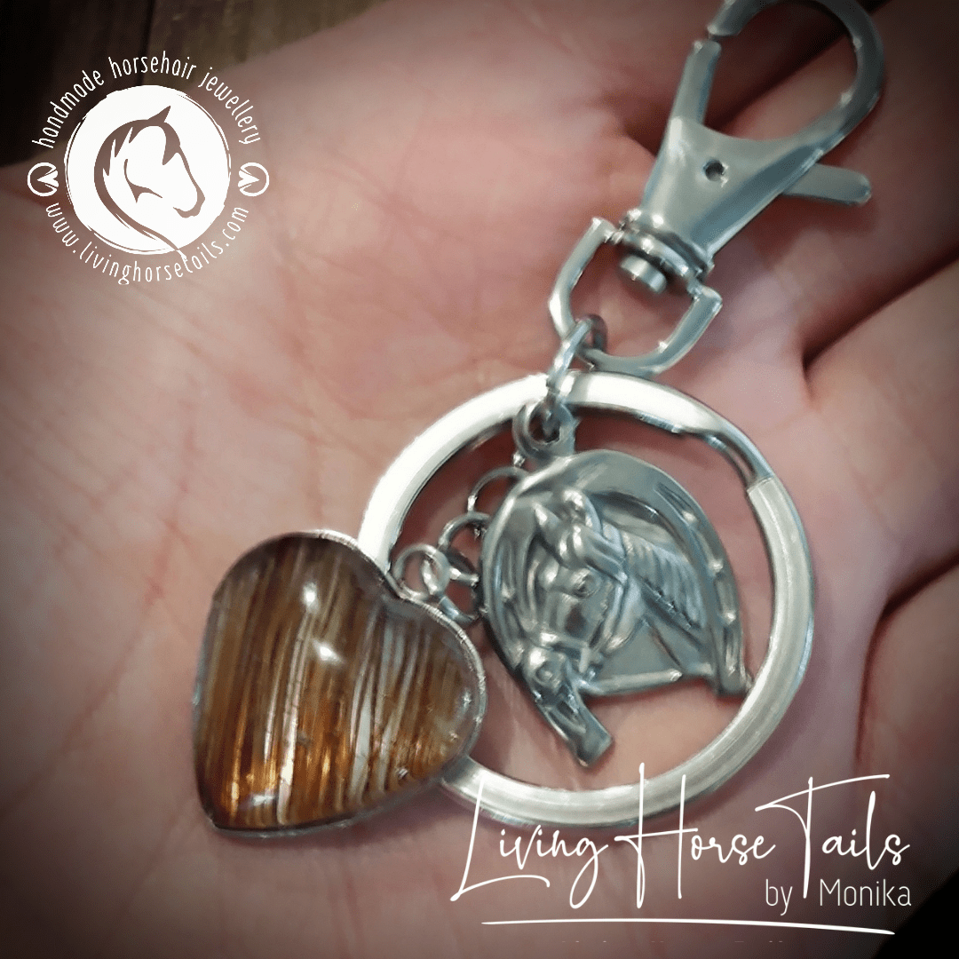 Living Horse Tails Stainless Steel Horsehair Keepsake Keyring Custom jewellery Monika Australia horsehair keepsake