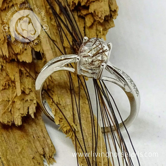 Sterling Silver and Cubic Zirconia Ring with your Horsehair Living Horse Tails Handmade Jewellery Custom Horse Hair Keepsakes Australia