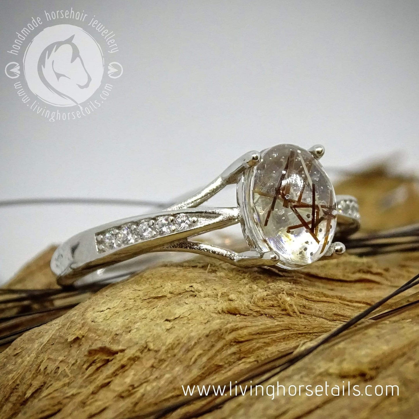 Sterling Silver and Cubic Zirconia Ring with your Horsehair Living Horse Tails Handmade Jewellery Custom Horse Hair Keepsakes Australia