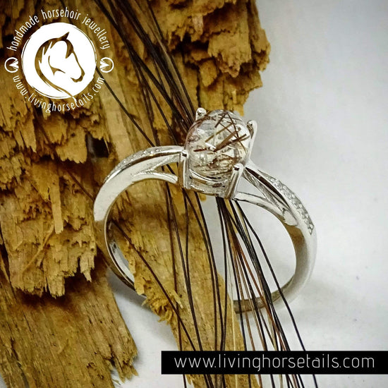 Living Horse Tails Sterling Silver and Cubic Zirconia Ring with your Horsehair Custom jewellery Monika Australia horsehair keepsake