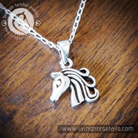 Load image into Gallery viewer, PRE ORDER Sterling Silver Horse Charm Necklace Living Horse Tails Handmade Jewellery Custom Horse Hair Keepsakes Australia
