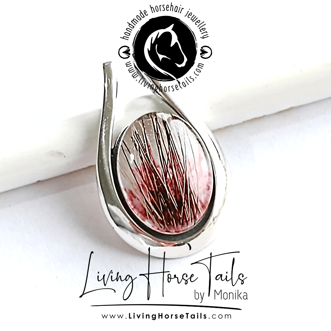 Sterling Silver Horse Hair Resin Pendant Living Horse Tails