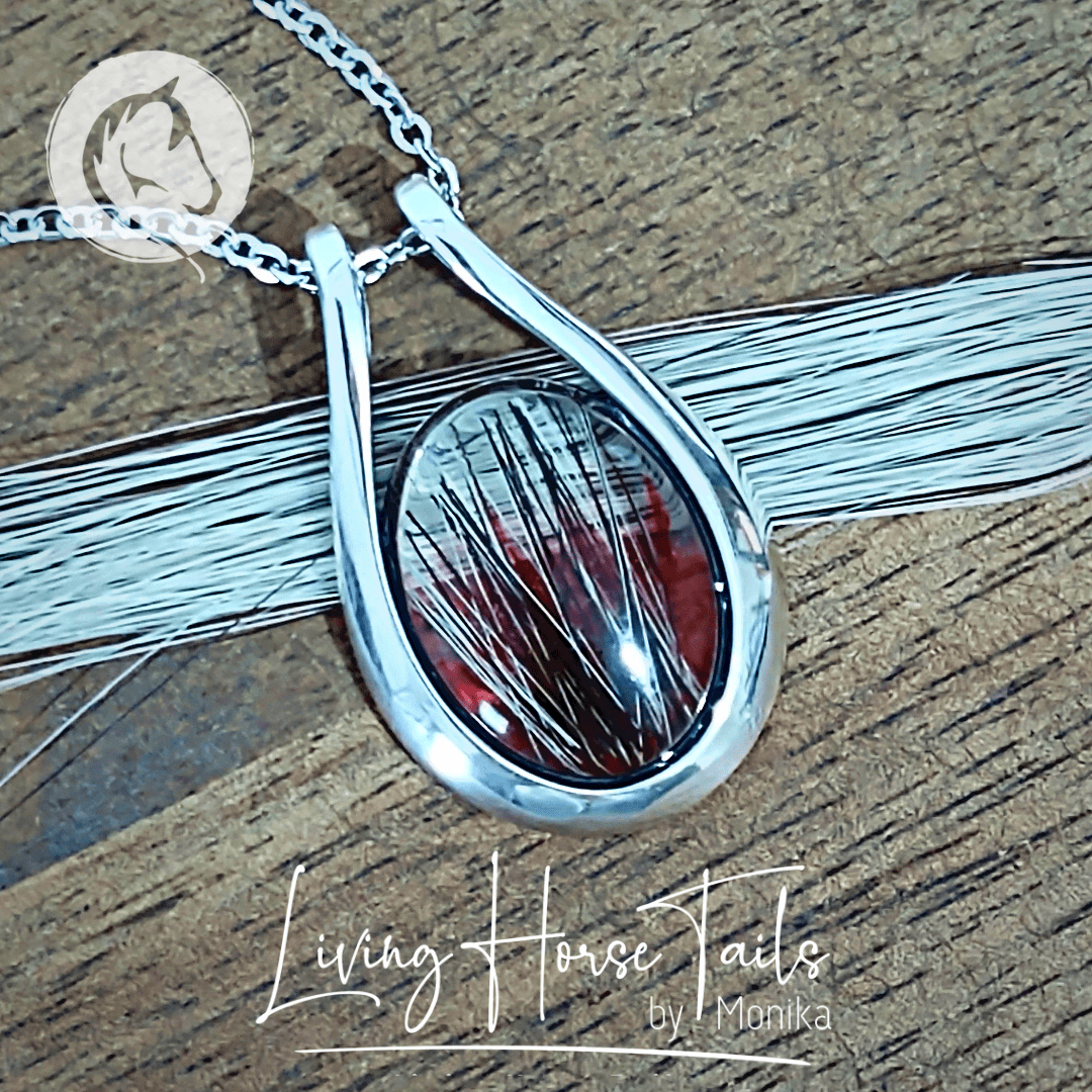 Sterling Silver Horse Hair Resin Pendant Living Horse Tails Jewellery
