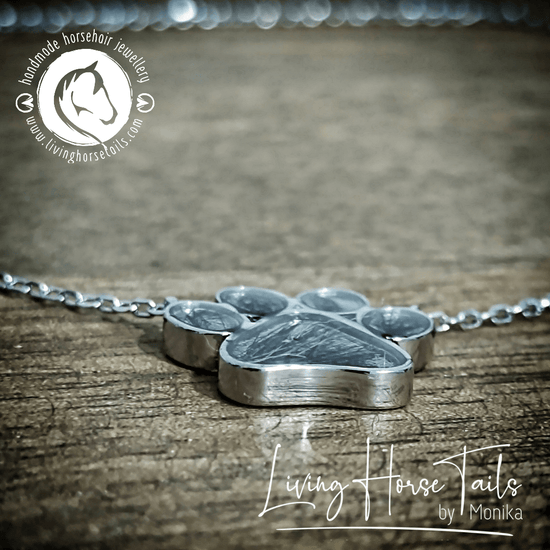 Living Horse Tails Sterling silver resin paw necklace Custom jewellery Monika Australia horsehair keepsake
