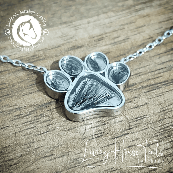 Living Horse Tails Sterling silver resin paw necklace Custom jewellery Monika Australia horsehair keepsake