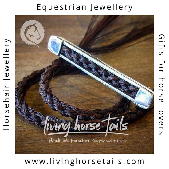 Load image into Gallery viewer, Sterling Silver Stock Tie Pin with Horsehair Insert PIN-002 Living Horse Tails Handmade Jewellery Custom Horse Hair Keepsakes Australia
