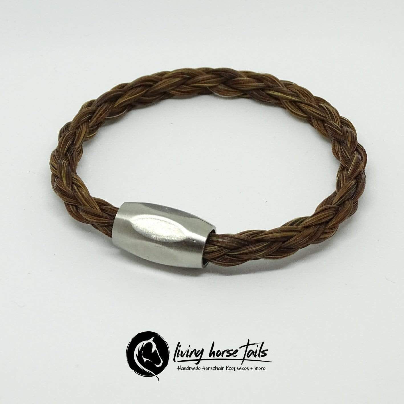 Living Horse Tails Unisex Mens Stainless Steel Magnetic Clasp Horsehair Braided Bracelet Custom jewellery Monika Australia horsehair keepsake