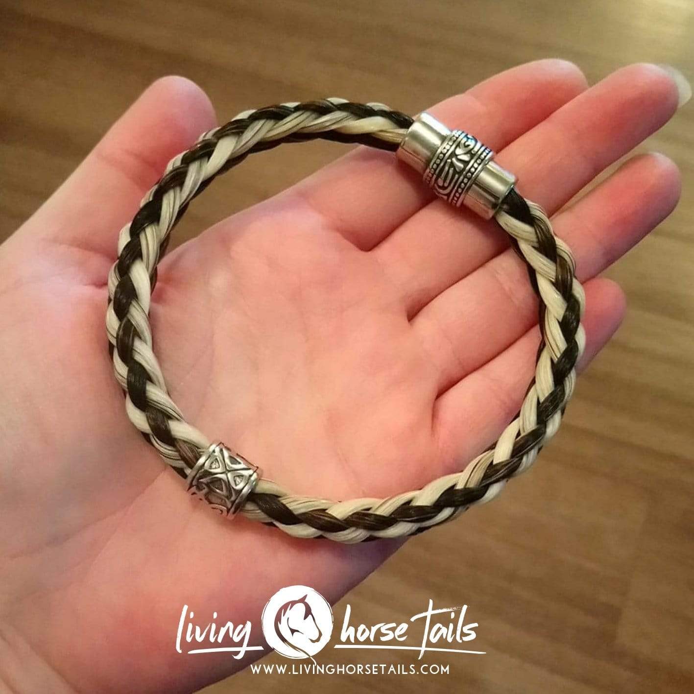 Living Horse Tails Viking Braided Horsehair and Stainless Steel Bracelet Custom jewellery Monika Australia horsehair keepsake