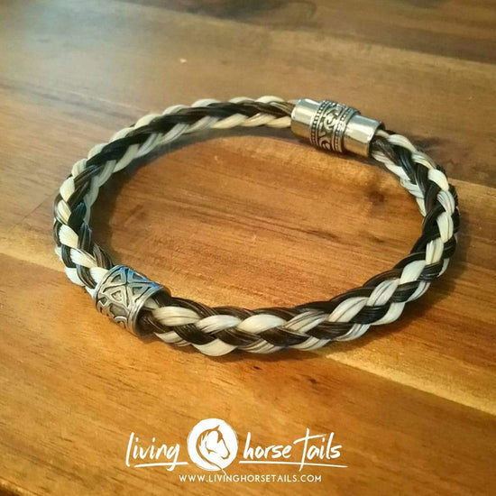 Living Horse Tails Viking Braided Horsehair and Stainless Steel Bracelet Custom jewellery Monika Australia horsehair keepsake