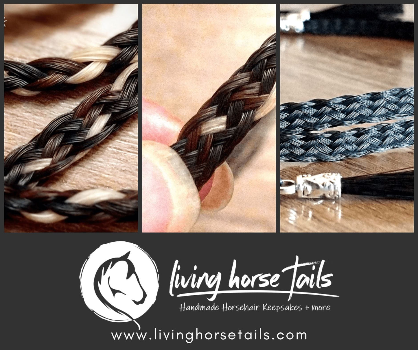 Wide Horsehair Braided Hatband with Tassles and Adjustable Waxed Cord Slider Living Horse Tails Handmade Jewellery Custom Horse Hair Keepsakes Australia